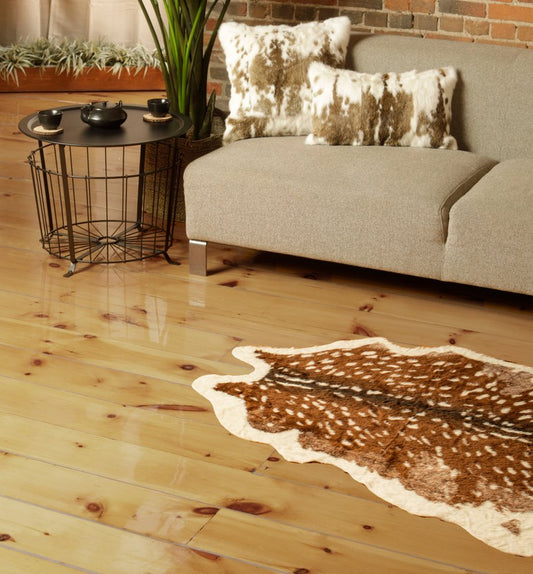 4' X 5' Brown And Off White Faux Cowhide Animal Print Washable Area Rug