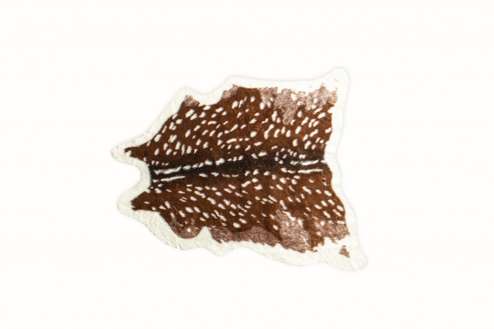 4' X 5' Brown And Off White Faux Cowhide Animal Print Washable Area Rug