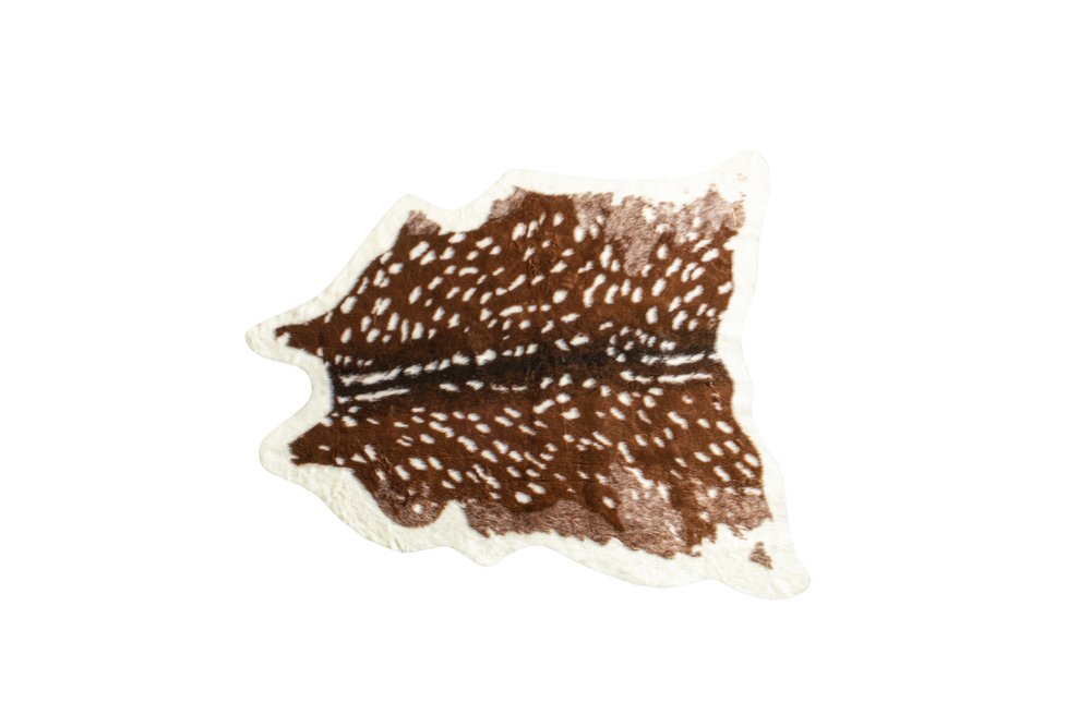 4' X 5' Brown And Off White Faux Cowhide Animal Print Washable Area Rug