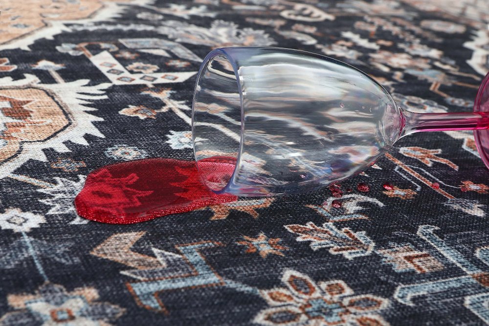 4' X 6' Black Oriental Power Loom Stain Resistant Area Rug