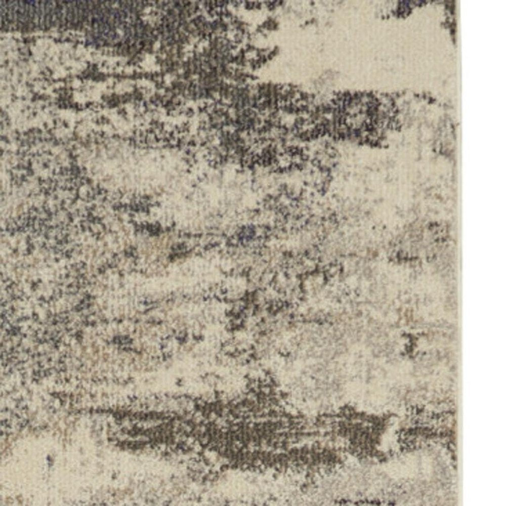 2' X 6' Ivory And Grey Abstract Power Loom Non Skid Runner Rug