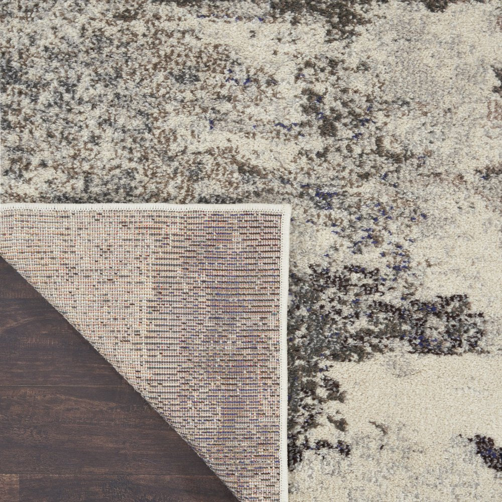 2' X 6' Ivory And Grey Abstract Power Loom Non Skid Runner Rug