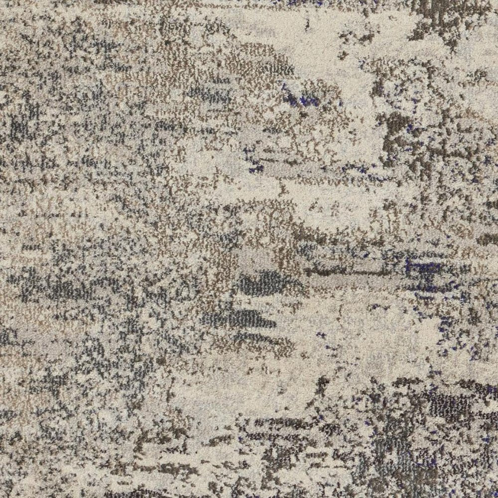 8' X 8' Ivory And Grey Round Abstract Power Loom Non Skid Area Rug