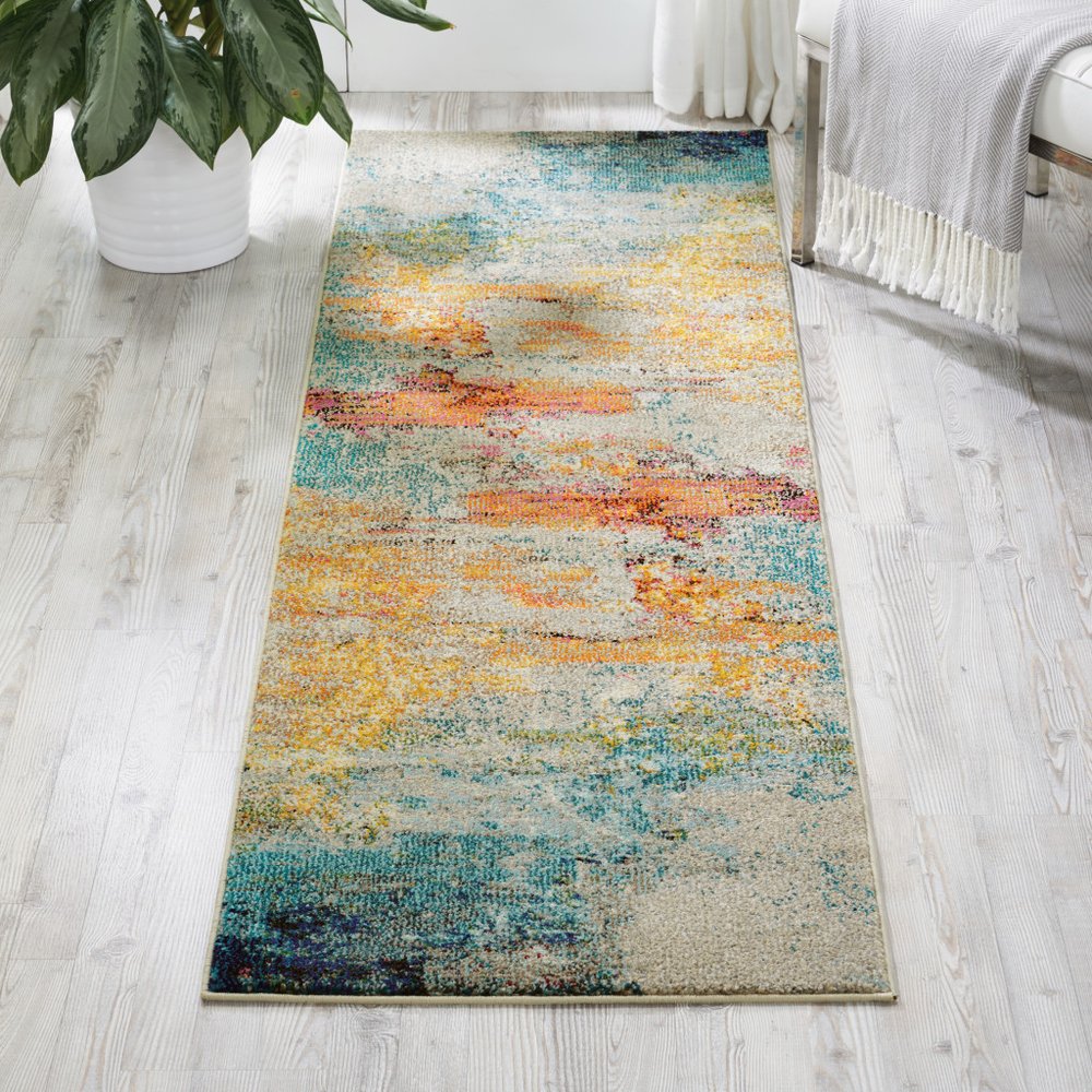 2' X 8' Sealife Abstract Power Loom Non Skid Runner Rug