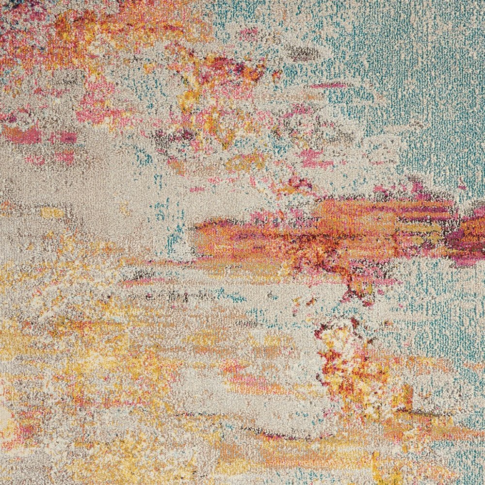 3' X 5' Sealife Abstract Power Loom Non Skid Area Rug