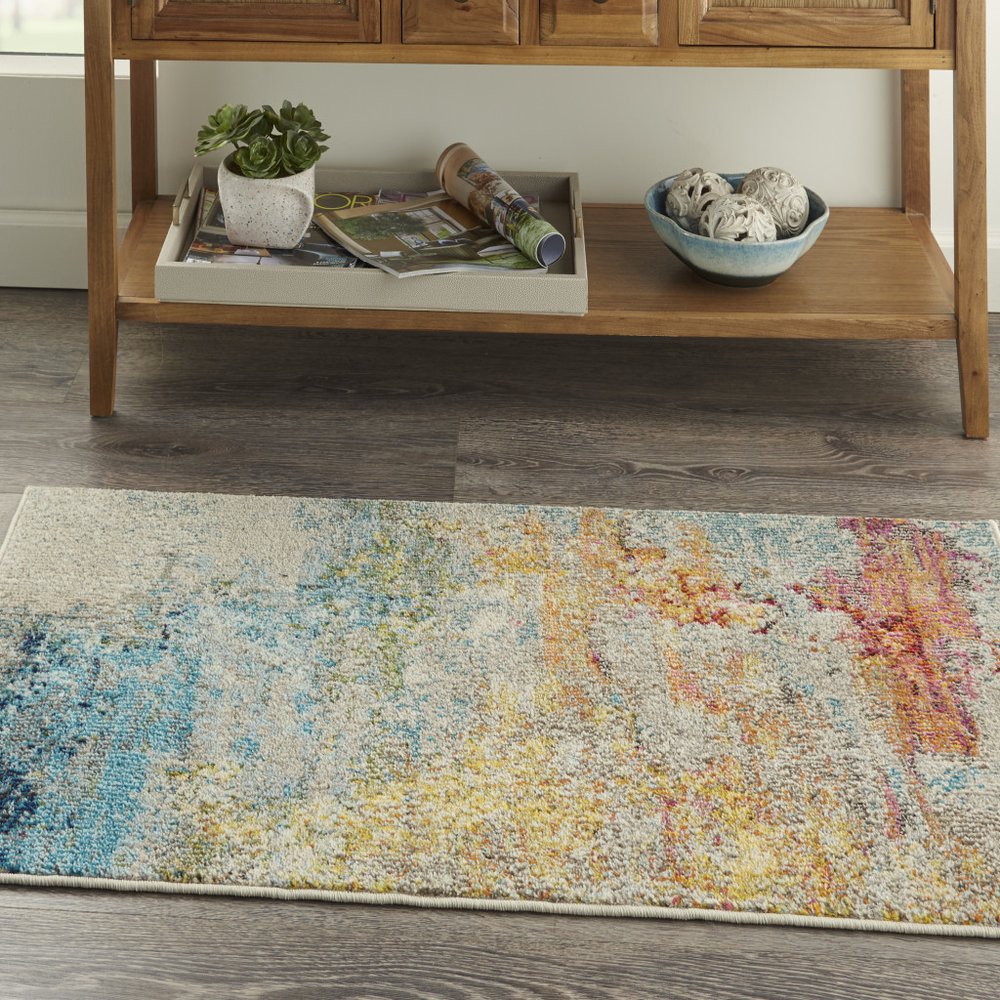 3' X 5' Sealife Abstract Power Loom Non Skid Area Rug