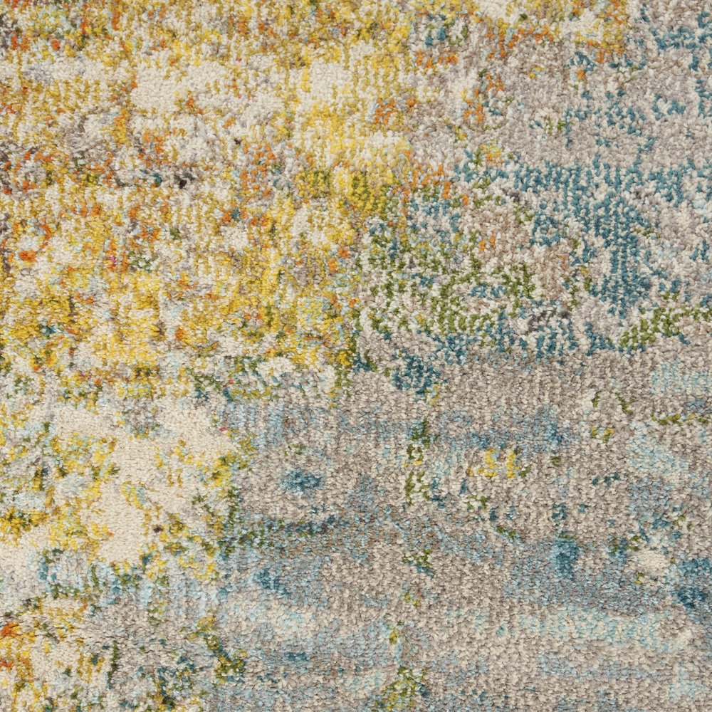 4' Blue And Ivory Abstract Round Rug