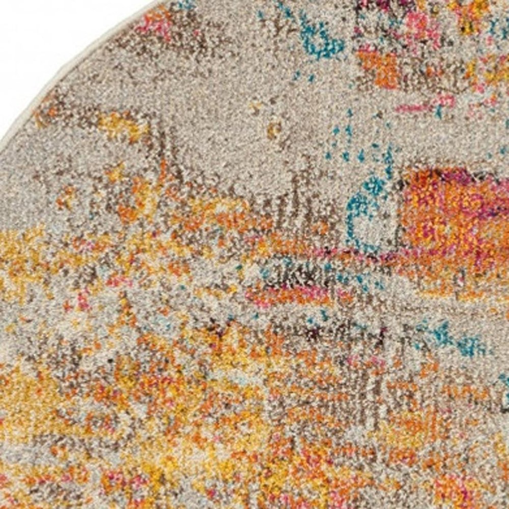 5' X 5' Sealife Round Abstract Power Loom Non Skid Area Rug