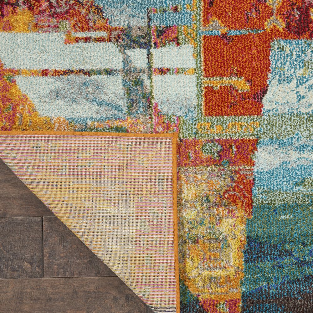 4' X 6' Stained Glass Abstract Power Loom Non Skid Area Rug