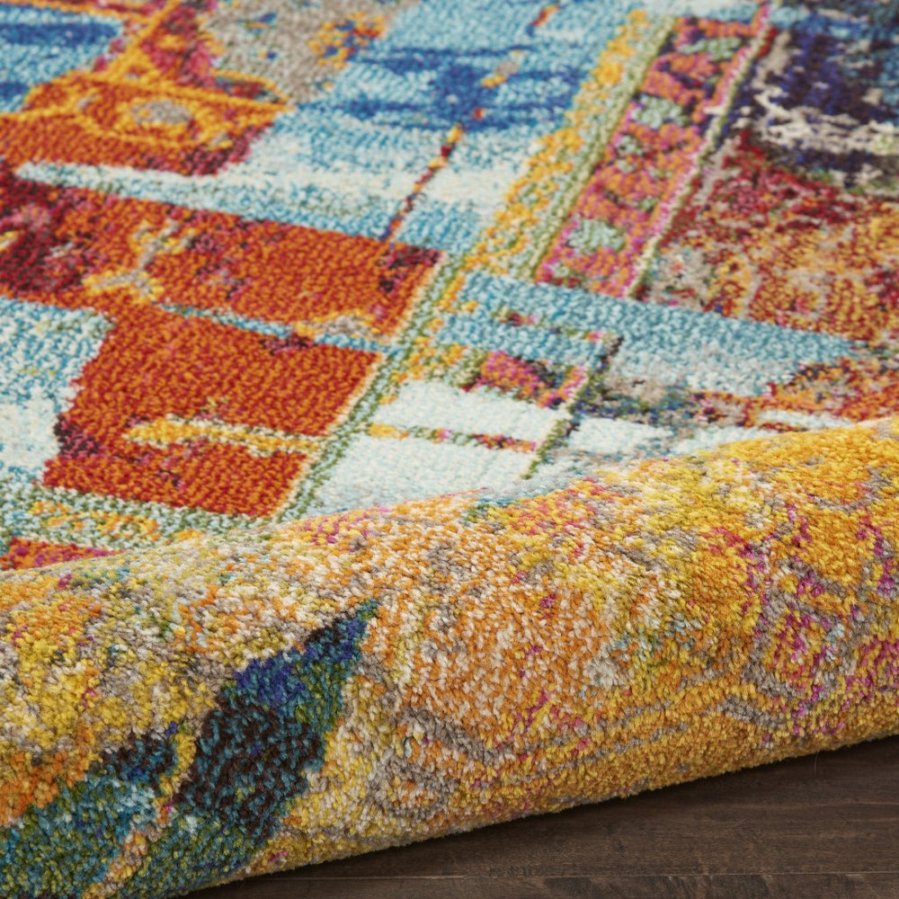 4' X 6' Stained Glass Abstract Power Loom Non Skid Area Rug