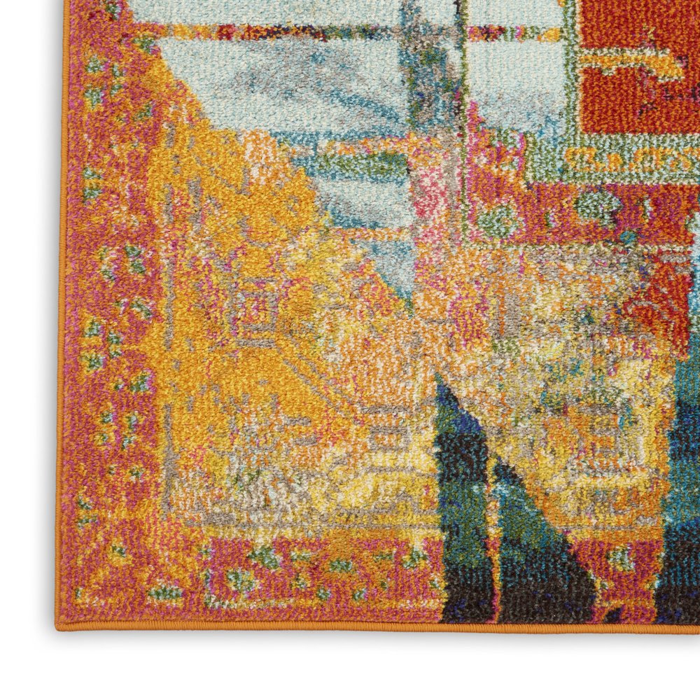 4' X 6' Stained Glass Abstract Power Loom Non Skid Area Rug