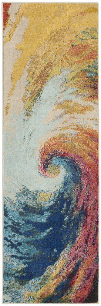2' X 8' Wave Abstract Power Loom Non Skid Runner Rug