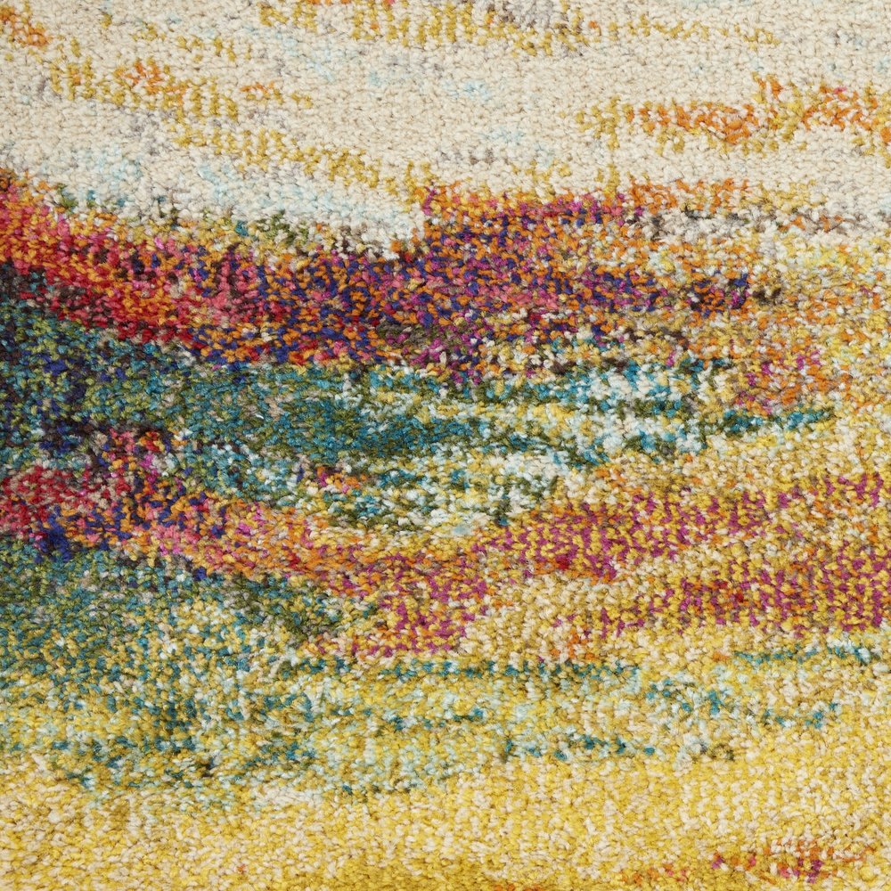 4' X 4' Wave Round Abstract Power Loom Non Skid Area Rug