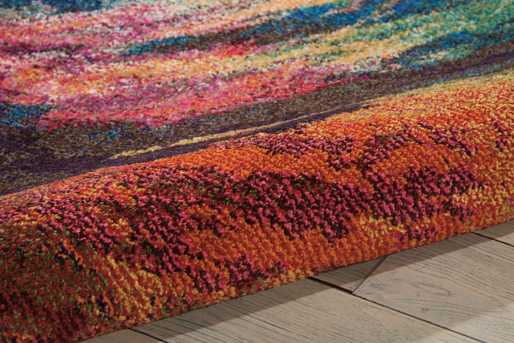 5' X 7' Wave Abstract Power Loom Non Skid Area Rug