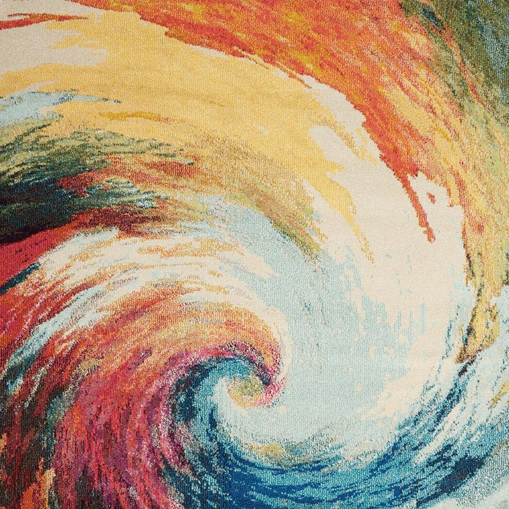 5' X 7' Wave Abstract Power Loom Non Skid Area Rug