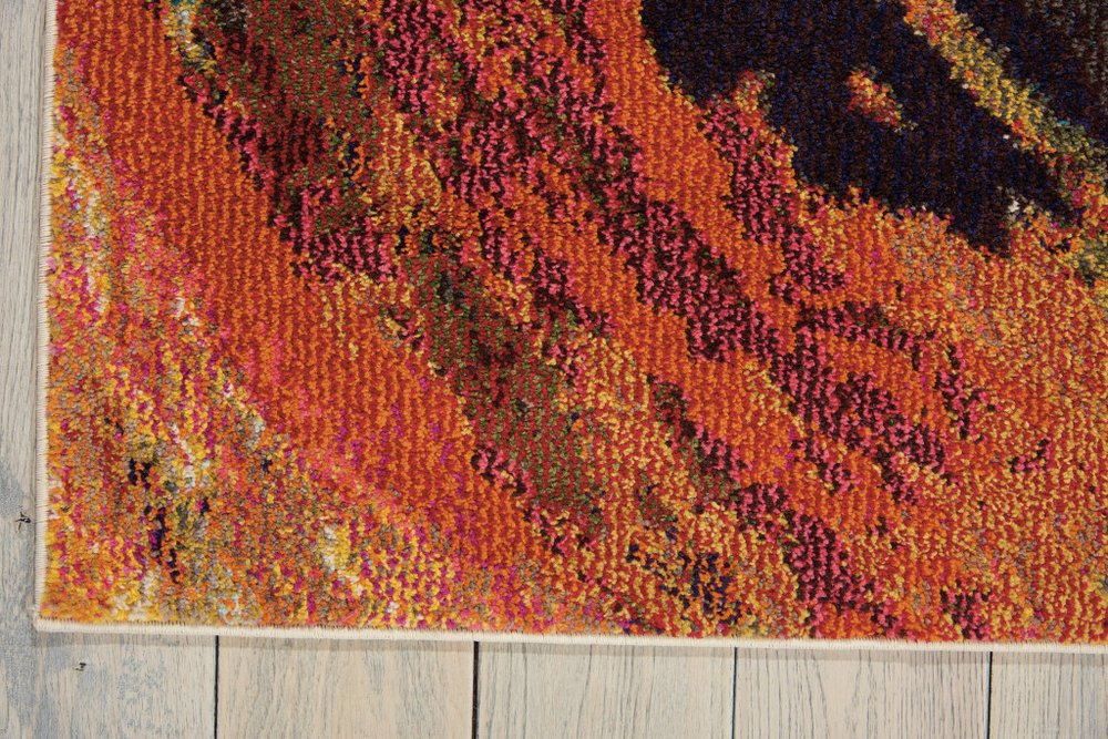 5' X 7' Wave Abstract Power Loom Non Skid Area Rug