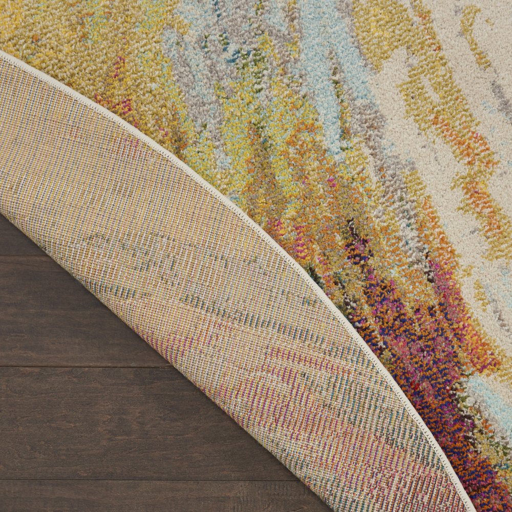 8' X 8' Wave Round Abstract Power Loom Non Skid Area Rug