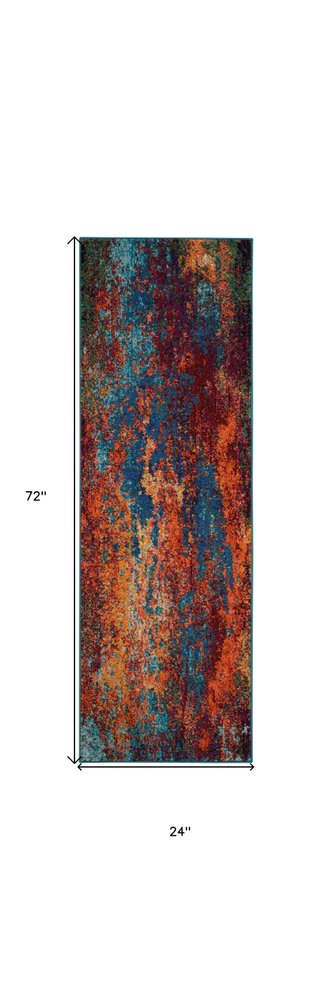 2' X 6' Atlantic Abstract Power Loom Non Skid Runner Rug