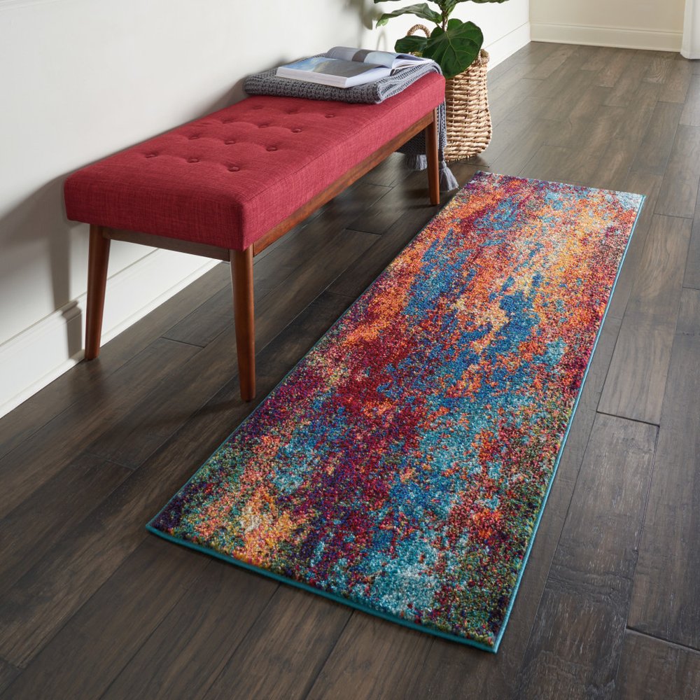 2' X 6' Atlantic Abstract Power Loom Non Skid Runner Rug