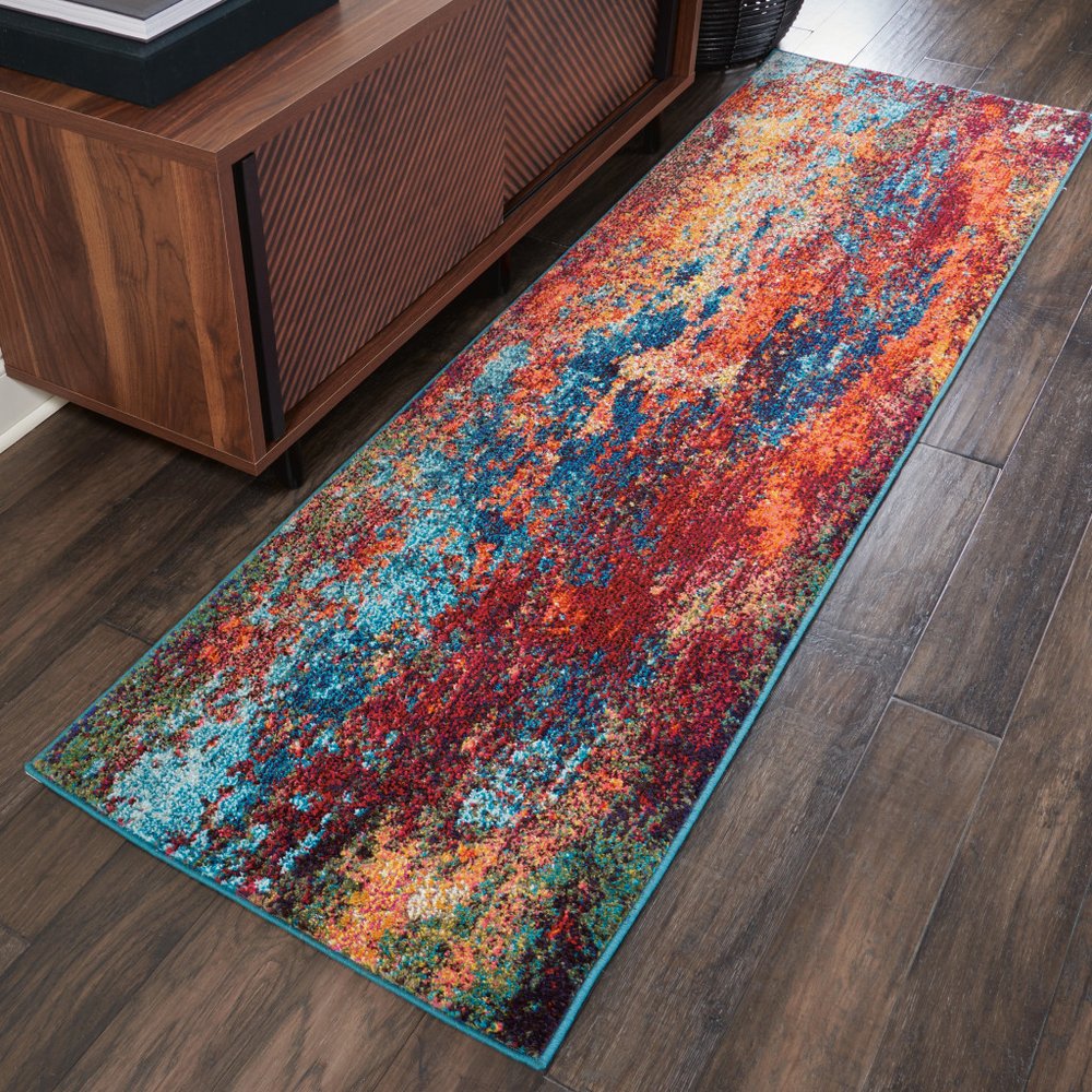2' X 8' Atlantic Abstract Power Loom Non Skid Runner Rug
