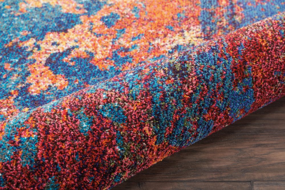 4' X 4' Atlantic Round Abstract Power Loom Non Skid Area Rug