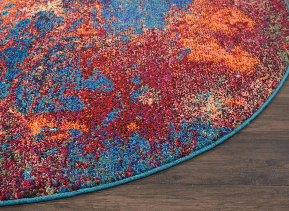 4' X 4' Atlantic Round Abstract Power Loom Non Skid Area Rug