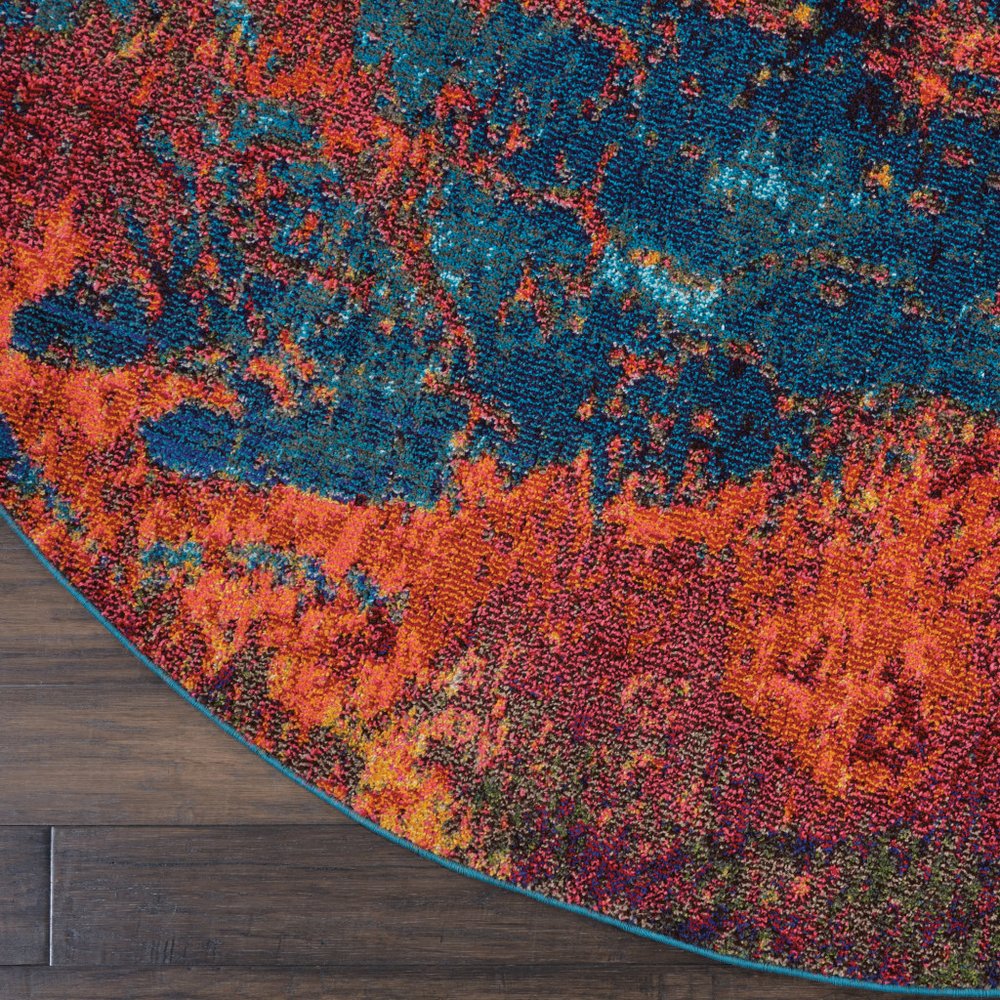 5' X 5' Atlantic Round Abstract Power Loom Non Skid Area Rug