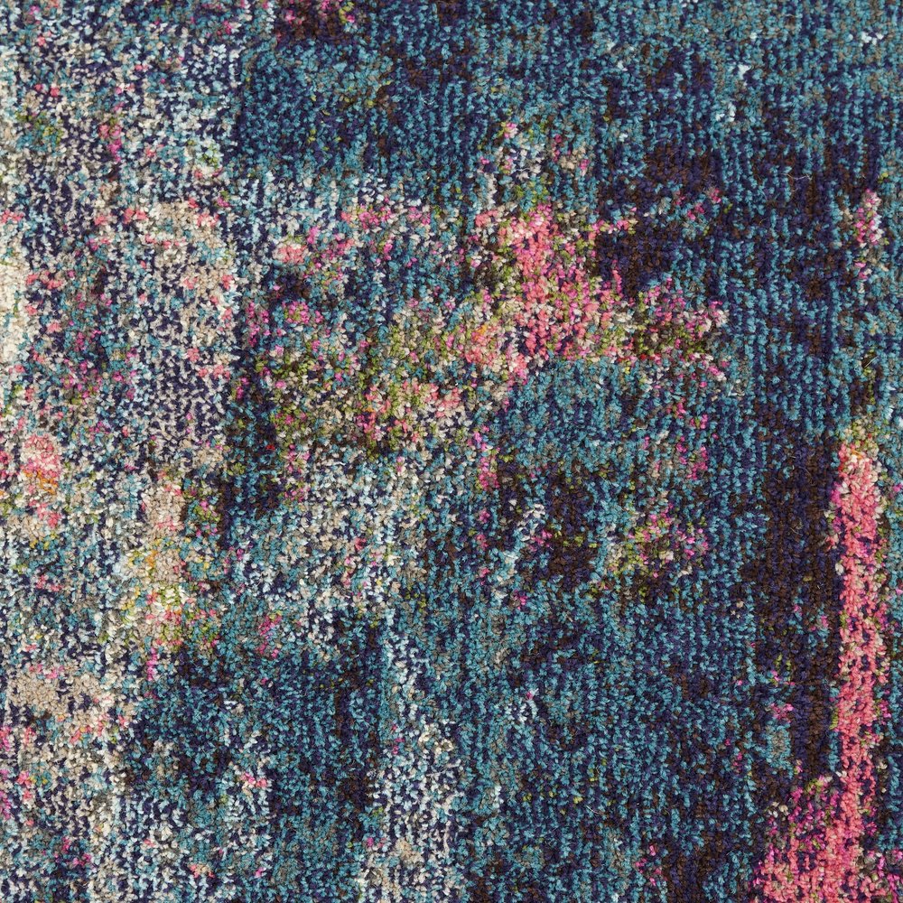 2' X 8' Blue And Yellow Abstract Power Loom Non Skid Runner Rug