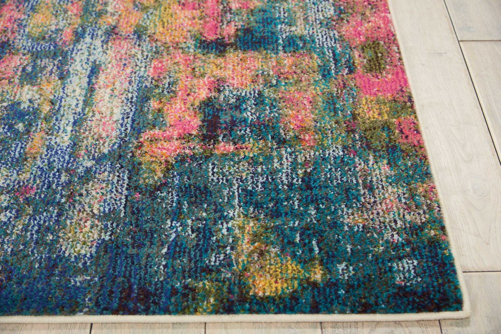 5' X 7' Blue And Yellow Abstract Power Loom Non Skid Area Rug