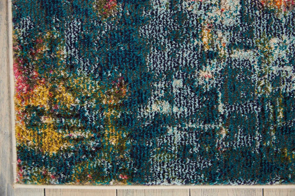 5' X 7' Blue And Yellow Abstract Power Loom Non Skid Area Rug