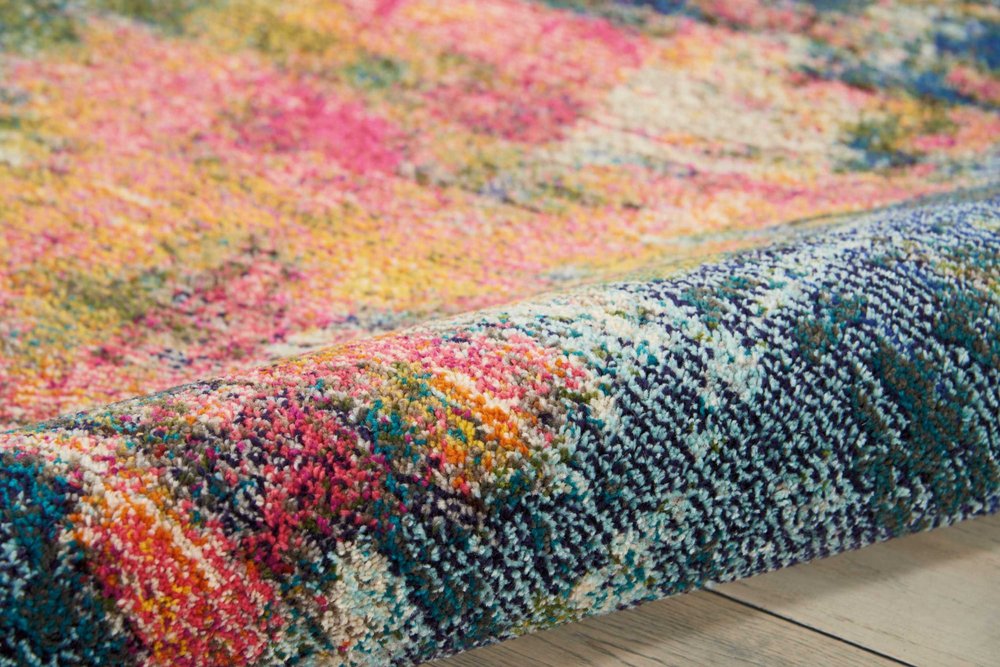 5' X 7' Blue And Yellow Abstract Power Loom Non Skid Area Rug