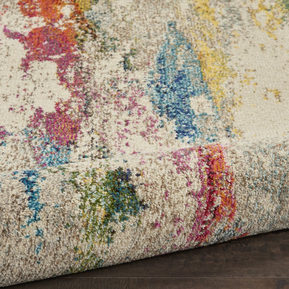 2' X 6' Ivory Abstract Power Loom Non Skid Area Rug