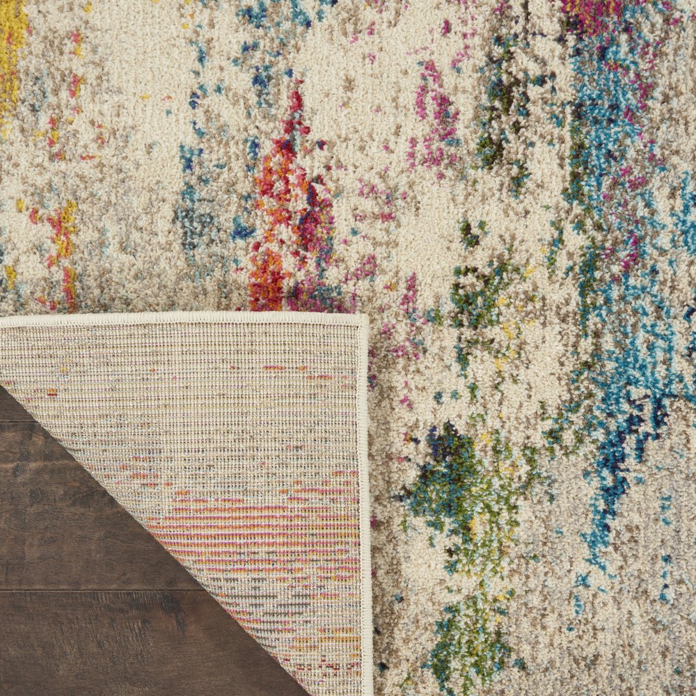 2' X 6' Ivory Abstract Power Loom Non Skid Area Rug