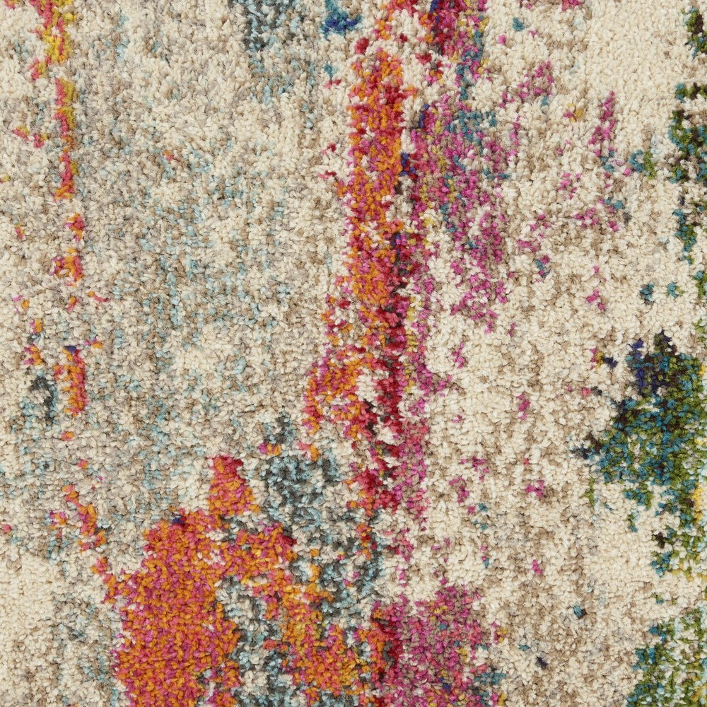 2' X 8' Ivory Abstract Power Loom Non Skid Runner Rug