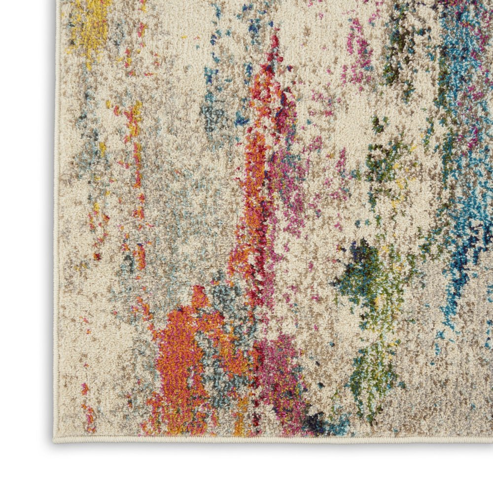 2' X 8' Ivory Abstract Power Loom Non Skid Runner Rug