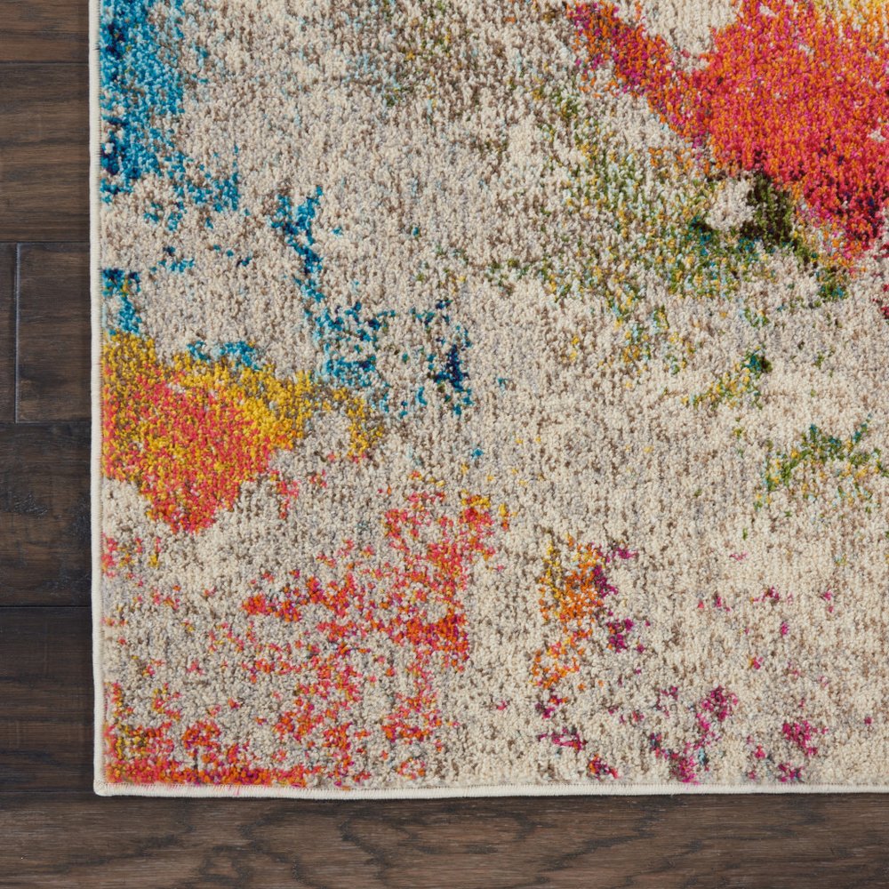 3' X 5' Ivory Abstract Power Loom Non Skid Area Rug