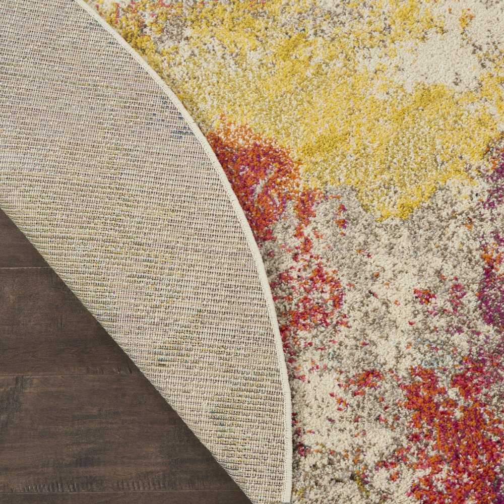 4' Ivory Abstract Round Rug