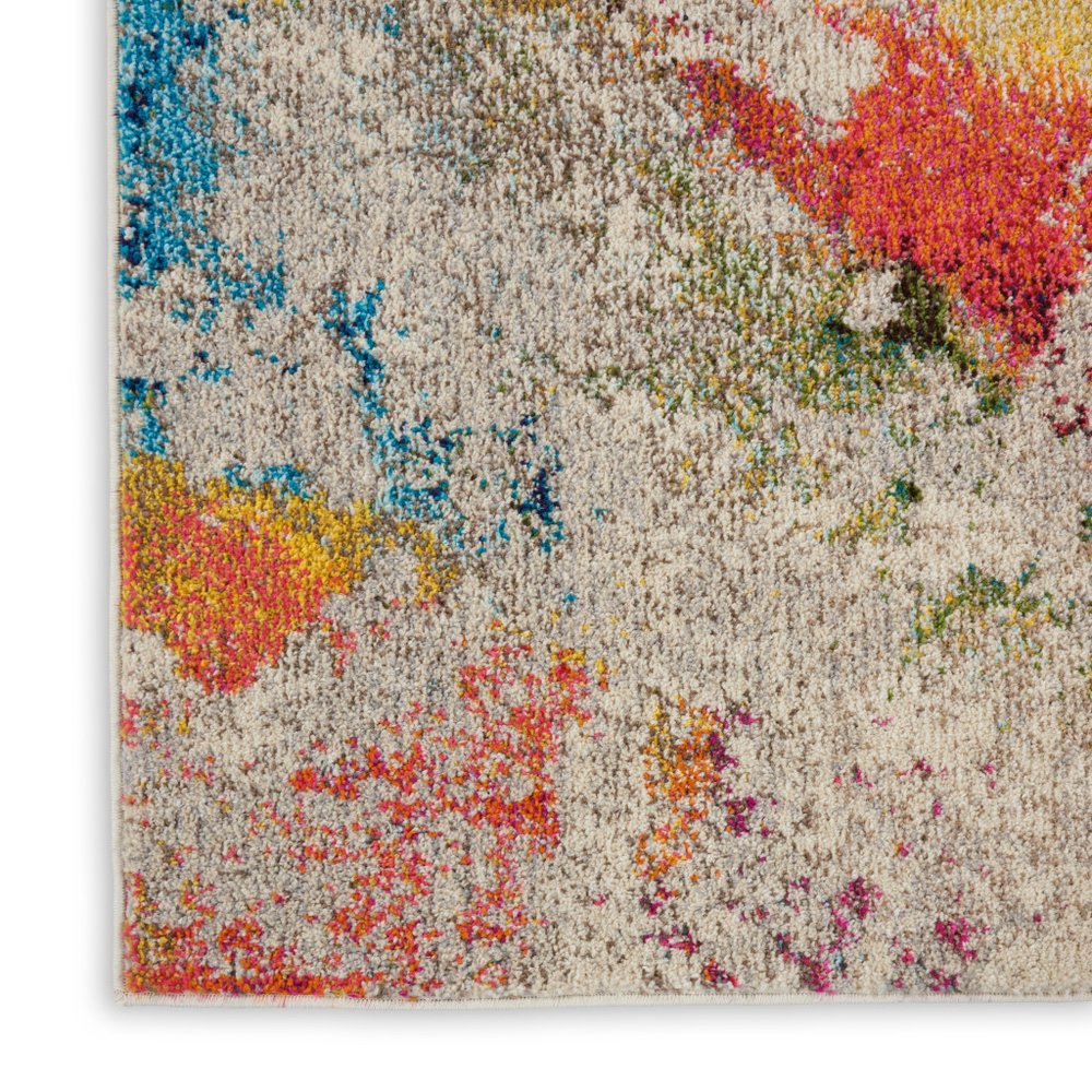 5' X 7' Ivory Abstract Power Loom Non Skid Area Rug