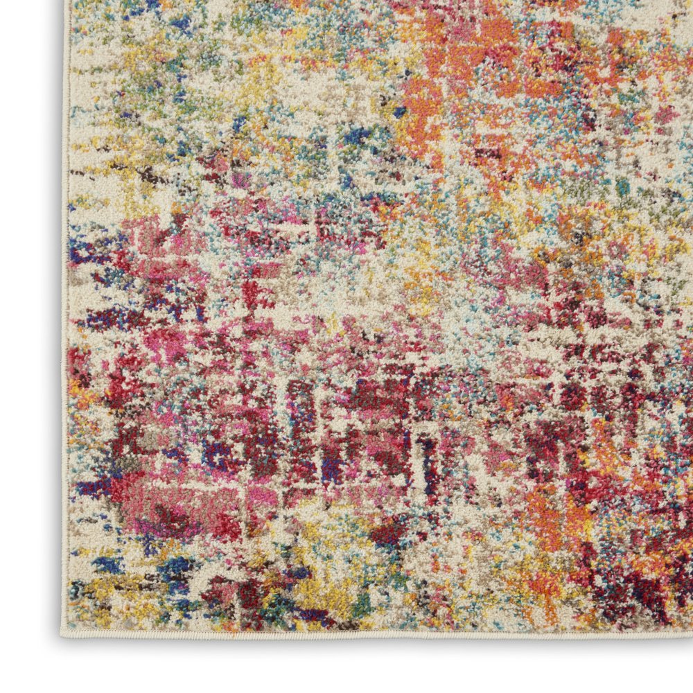 2' X 6' Pink Abstract Power Loom Distressed Non Skid Area Rug