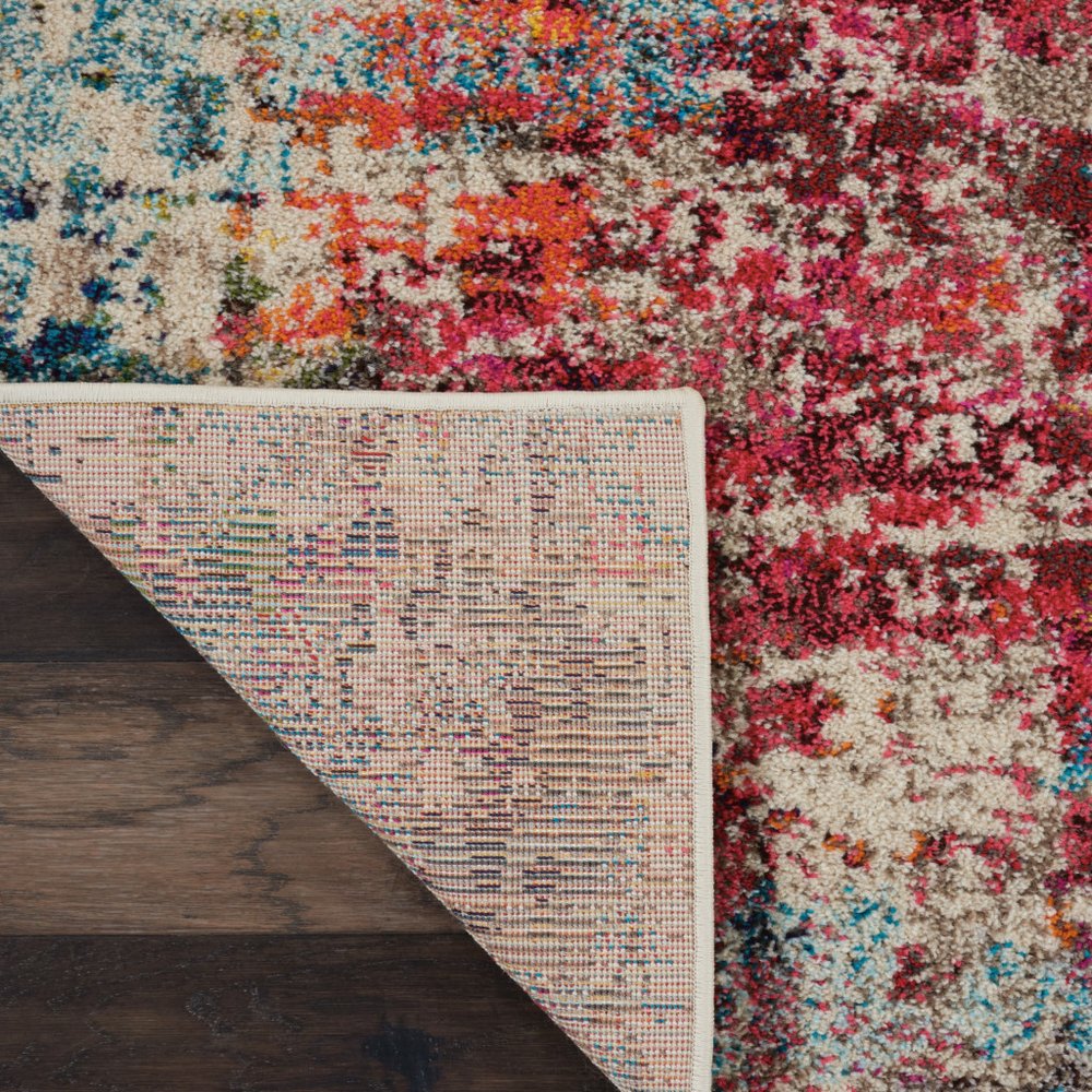 4' X 6' Pink Abstract Power Loom Distressed Non Skid Area Rug