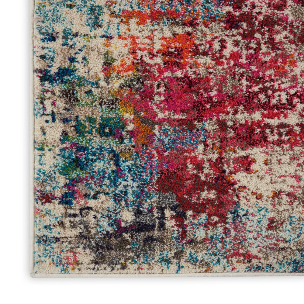 4' X 6' Pink Abstract Power Loom Distressed Non Skid Area Rug