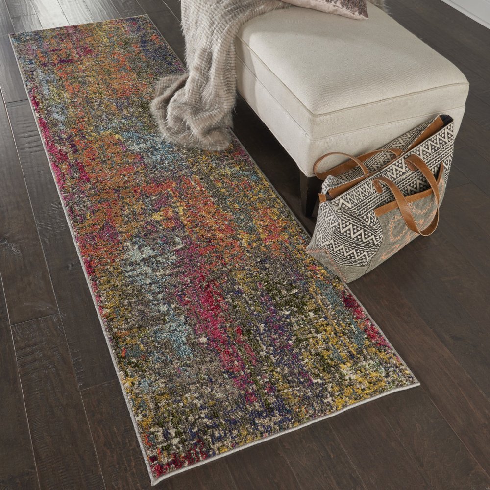 2' X 6' Sunset Abstract Power Loom Non Skid Area Rug