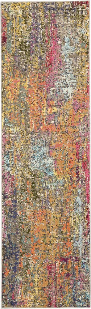 2' X 6' Sunset Abstract Power Loom Non Skid Area Rug