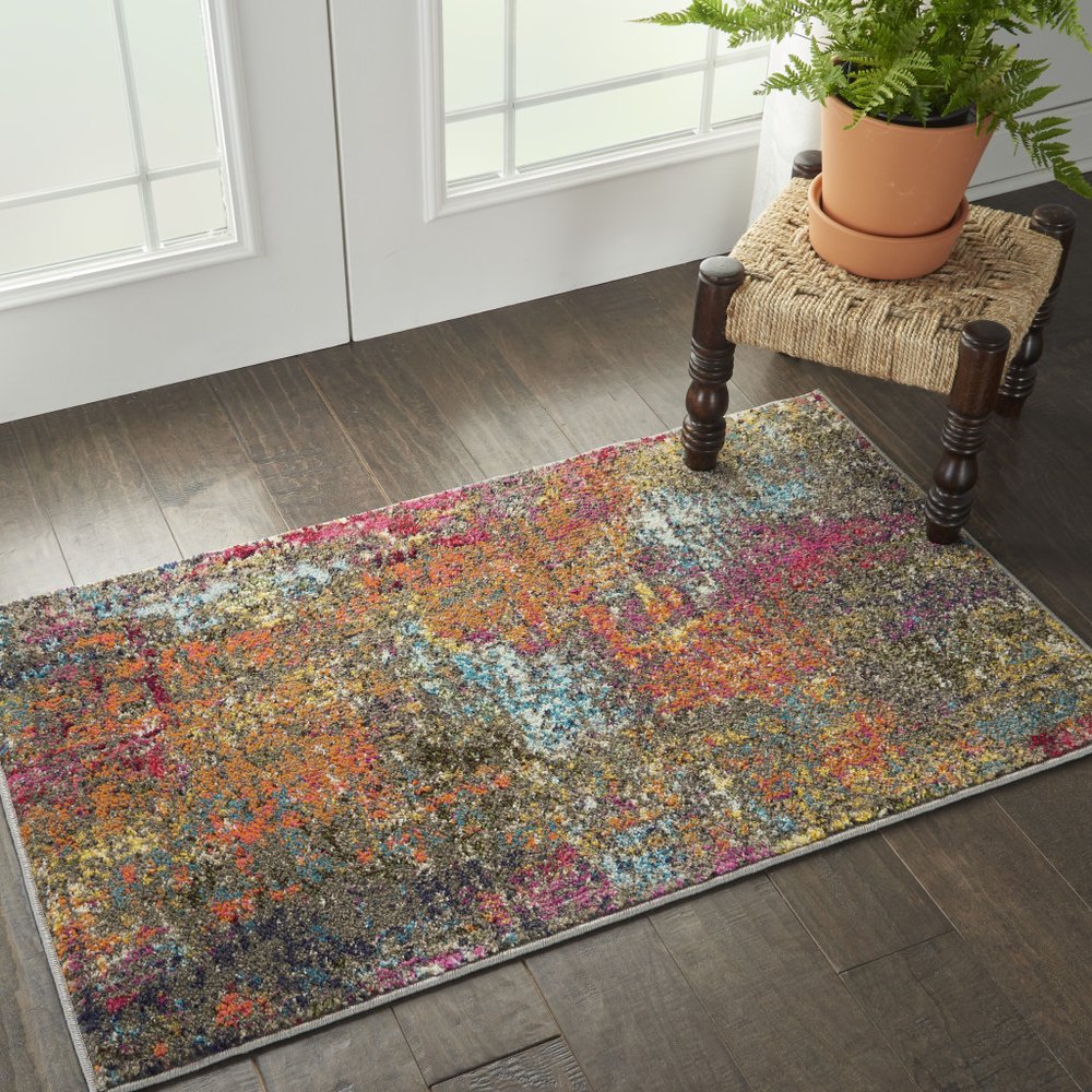 2' X 4' Sunset Abstract Power Loom Non Skid Area Rug