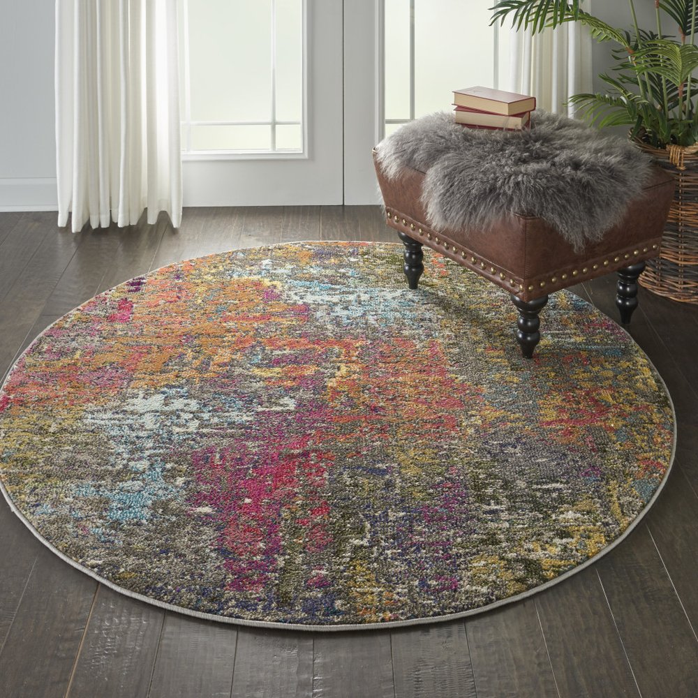 4' Sunset Abstract Round Rug