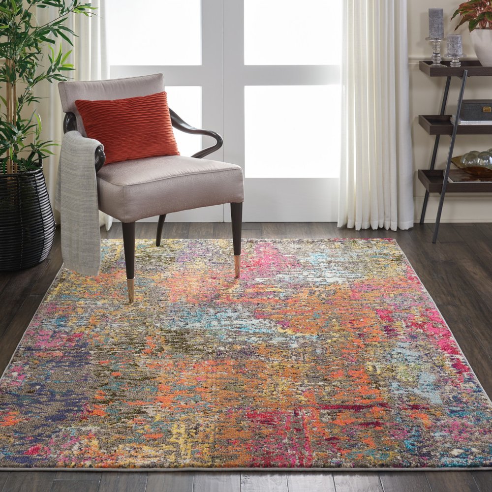 5' X 7' Sunset Abstract Power Loom Non Skid Area Rug
