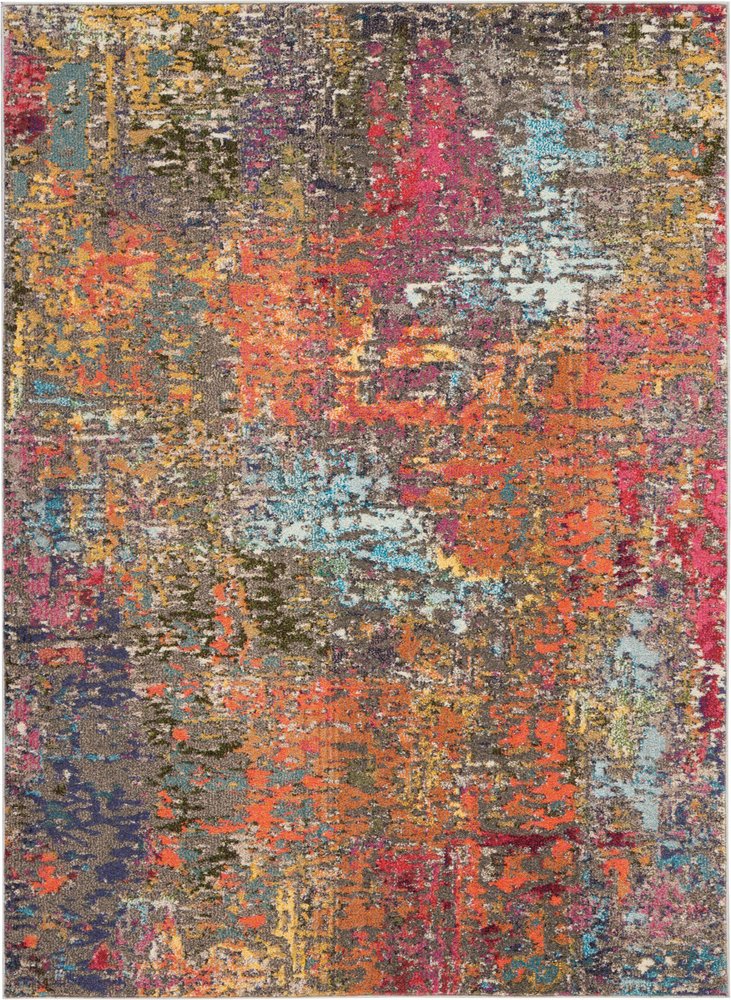 5' X 7' Sunset Abstract Power Loom Non Skid Area Rug