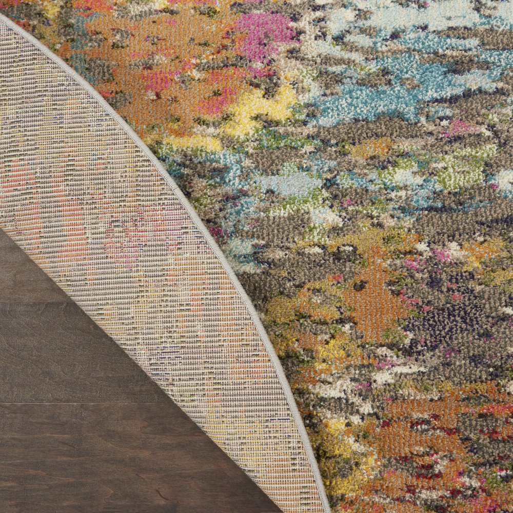 8' X 8' Sunset Round Abstract Power Loom Non Skid Area Rug