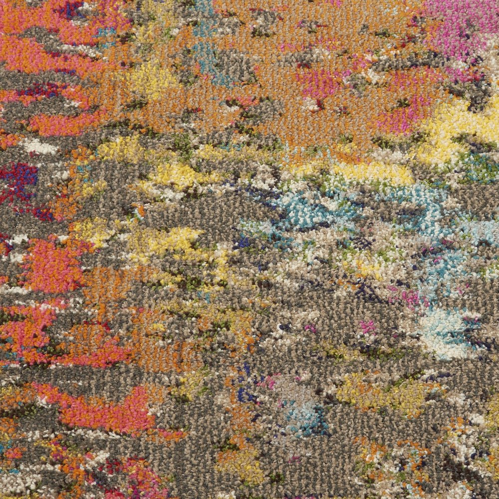 8' X 8' Sunset Round Abstract Power Loom Non Skid Area Rug