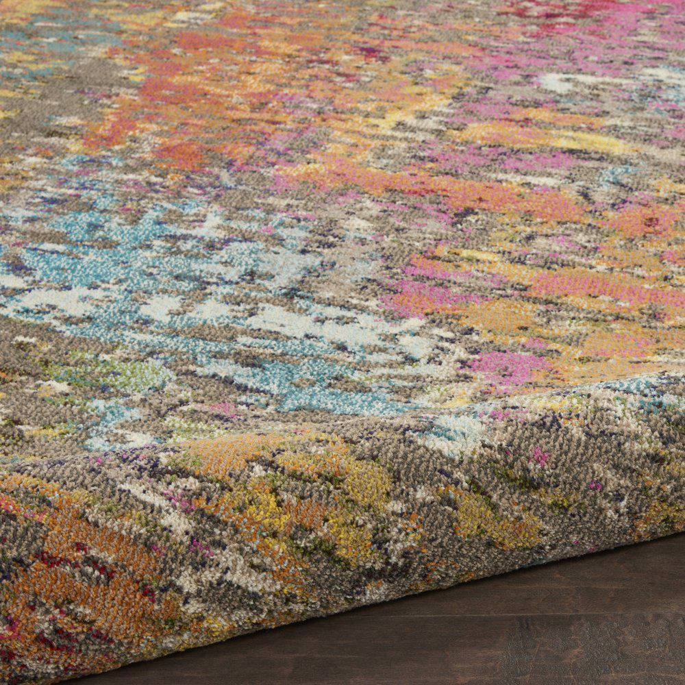 8' X 8' Sunset Round Abstract Power Loom Non Skid Area Rug